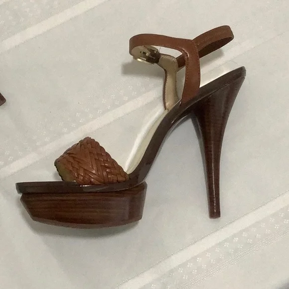NEW Michael Kors High Heel Shoes - Camel Braided leather - Picture 10 of 10